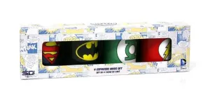 SET 4 MINI TAZAS CAFE CERAMICA LOGOS DC COMICS                             