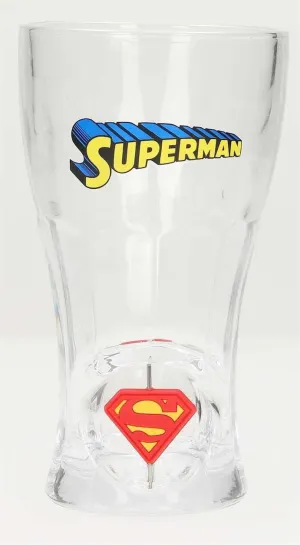 SUPERMAN LOGO VASO REFRESCO CRISTAL EMBLEMA GIRATORIO 3D DC COMICS         