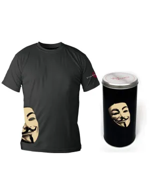 V DE VENDETTA CAMISETA NEGRA CHICO MASCARA T-M EDICION DELUXE              