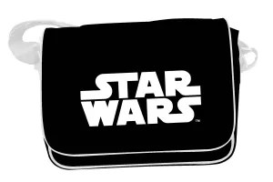 STAR WARS BOLSO BANDOLERA BLANCO Y NEGRO SOLAPA LOGO                       