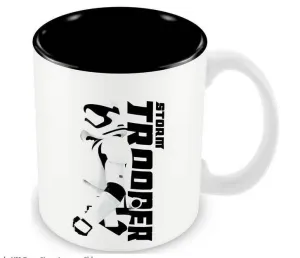 STAR WARS EPISODIO VII TAZA BLANCA-NEGRA CERAMICA STORMTROOPER PERFIL      