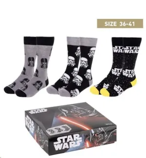 STAR WARS PACK CALCETINES 3 MODELOS DIFERENTES TALLA 35-41