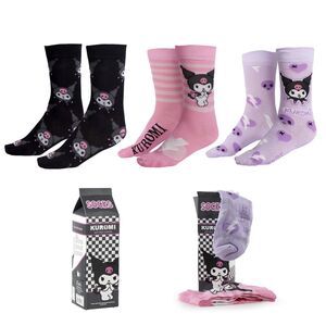 HELLO KITTY PACK CALCETINES 3 PIEZAS KUROMI