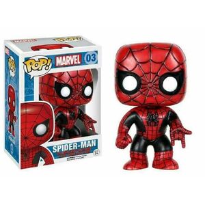 SPIDERMAN RED / BLACK FIGURA 9 CM VINYL POP MARVEL COMICS                  