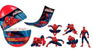 SPIDERMAN HUEVO SORPRESA (CARAMELOS + FIGURA + PEGATINA)                   