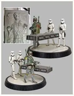 STAR WARS BOBA FETT Y HAN SOLO EN CARBONITA ESTATUA 18CM                   