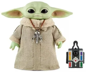 STAR WARS THE MANDALORIAN BABY YODA PELUCHE + CONTROL REMOTO 28 CM