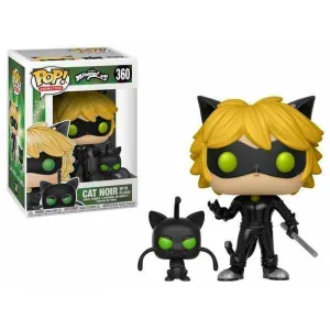 MIRACULOUS FIGURA 9 CM CAT NOIR WITH PLAGG POP! ANIMATION FUNKO 360        