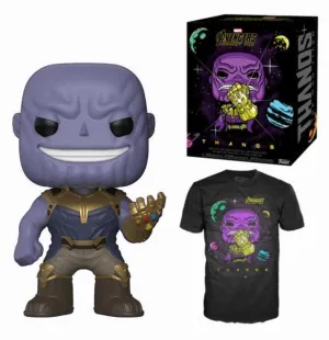 VENGADORES INFINITY WAR POP Y CAMISETA THANOS EN CAJA DE REGALO TALLA L    