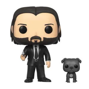 JOHN WICK FIG 9CM POP JOHN WICK CON TRAJE NEGRO Y PERRO                    