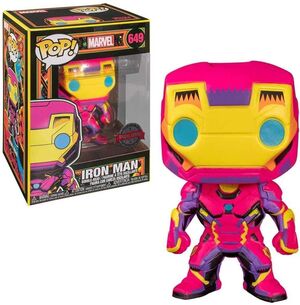 IRON MAN FIG 9 CM BLACK LIGHT MARVEL POP! FUNKO 649                        