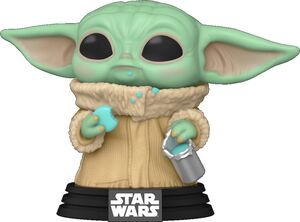 STAR WARS THE MANDALORIAN FIGURA POP! VINYL 9CM GROGU BABY YODA CON GALLETA