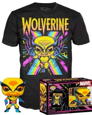MARVEL X-MEN SET MINIFIGURA + CASMISETA WOLVERINE S (BLACKLIGHT) POP! & TEE