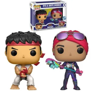 FORTNITE PACK DE 2 POP! GAMES VINYL FIGURAS RYU & BRITE BOMBER 5 CM