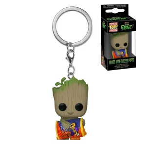 YO SOY GROOT LLAVERO POCKET POP! VINYL GROOT CON QUESO PUFFS 4 CM