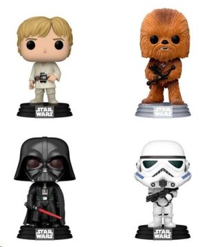 STAR WARS POP! PACK LUKE SKYWALKER, CHEWBACCA, DARTH VANDER AND STORMTROOPER