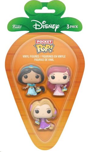 DISNEY PACK DE 3 FIGURAS POCKET POP! VINYL DISNEY PRINCESS JASMIN RAPUNZEL ARIEL 4 CM