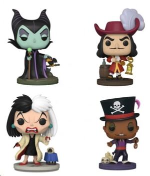 DISNEY VILLAINS POP! PACK MALEFICENT, EVIL QUEEN, CRUELLA DE VIL AND CAPTAIN HOOK