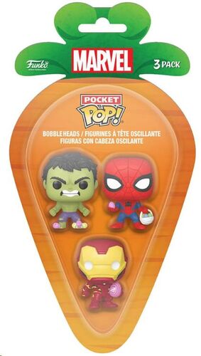 MARVEL PACK DE 3 FIGURAS POCKET POP! VINYL HULK SPIDERMAN IRON MAN 4 CM