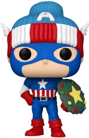 MARVEL POP! VINYL FIGURA HOLIDAY CAPITAN AMERICA 9 CM