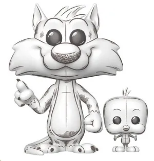 LOONEY TUNES FIGURA POP! SKETCHED DECO VINYL NUDDY SILVESTER & TWEETY 9CM