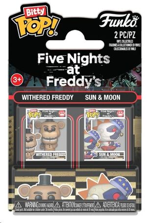 FIVE NIGHTS AT FREDDY'S PACK DE 2 FIGURAS BITTY POP! VINYL WITHERED FREDDY & SUN & MOON 2 CM