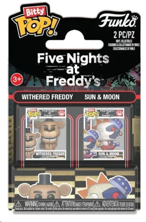 FIVE NIGHTS AT FREDDY'S PACK DE 2 FIGURAS BITTY POP! VINYL WITHERED FREDDY & SUN & MOON 2 CM