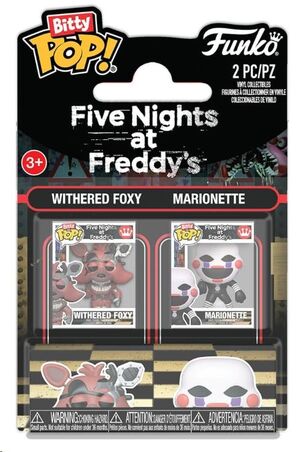 FIVE NIGHTS AT FREDDY'S PACK DE 2 FIGURAS BITTY POP! VINYL WITHERED FOXY & MARIONETTE 2 CM