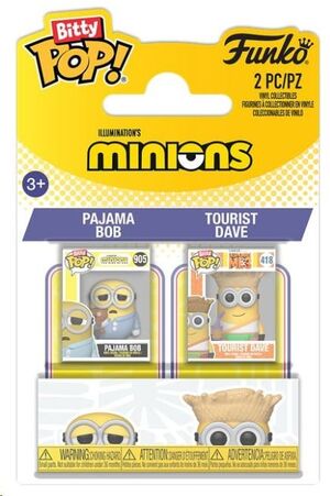 MINIONS BITTY POP! VINYL FIGURAS PAJAMA BOB & TOURIST DAVE 2 CM