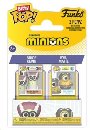 MINIONS BITTY POP! VINYL FIGURAS BRIDE KEVIN & EYE, MATIE 2 CM