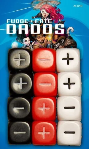 FATE DADOS FUDGE: BLANCO ROJO Y NEGRO