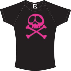 CAPITAN HARLOCK CAMISETA CHICA CALAVERA ROSA                               