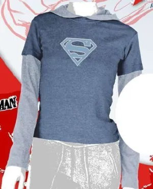 SUPERMAN CAMISETA CHICA MANGA DOBLE LOGO PURPURINA S                       