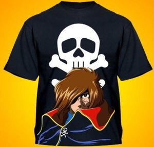 CAPITAN HARLOCK CAMISETA OFICIAL BUSTO HARLOCK Y CALAVERA M                