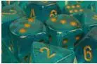 DADO PACK 36 D6 12MM BOREALIS TEAL & GOLD