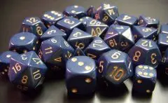 DADO PACK DE 7 OPACO DUSTY BLUE & GOLD