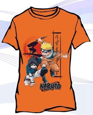 NARUTO CAMISETA OFICIAL NARANJA NARUTO Y SASUKE L                          