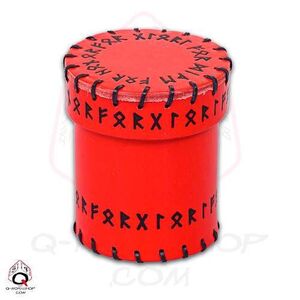 CUBILETE DADOS Q-WORKSHOP RED RUNIC LEATHER CUP