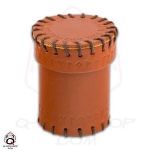 CUBILETE DADOS Q-WORKSHOP BROWN RUNIC LEATHER CUP