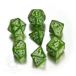 DADOS Q-WORKSHOP SET DE 7: GREEN-GLOW IN THE DARK CALL OF CTHULHU
