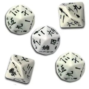 DADOS Q-WORKSHOP: BEIGE / BLACK D10 JAPANESE SET (5)