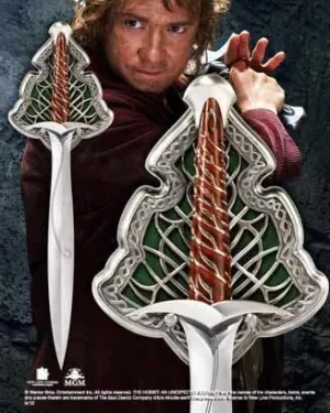 EL HOBBIT BILBO DARDO EDICION ESPECIAL, REPLICA ESPADA A TAMAÑO REAL 55 CM 
