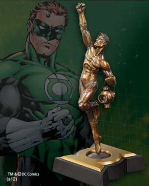 GREEN LANTERN LINTERNA VERDE ESTATUA DE BRONCE 25 CM CON BASE DE ESCUDO    