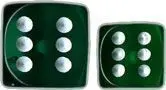 DADO PACK 36 D6 12 MM TRANS GREEN & WHITE