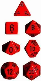 DADO PACK DE 7 OPACO RED & BLACK