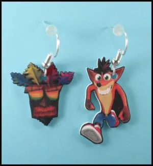 ANGEL CREATIONS PAR PENDIENTES CRASH BANDICOOT + AKU AKU ANGEL CREATIONS PAR PENDIENTES CRASH BANDICOOT + AKU AKU