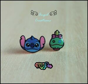 ANGEL CREATIONS PAR PENDIENTES STITCH + SCRUMP                             