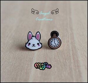 ANGEL CREATIONS PAR PENDIENTES CONEJO + RELOJ ALICIA                       