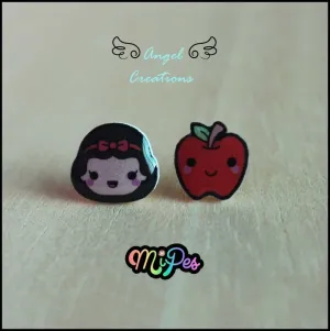 ANGEL CREATIONS PAR PENDIENTES BLANCANIEVES + MANZANA ANGEL CREATIONS PAR PENDIENTES BLANCANIEVES + MANZANA