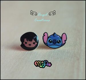 ANGEL CREATIONS PAR PENDIENTES LILO + STITCH                               